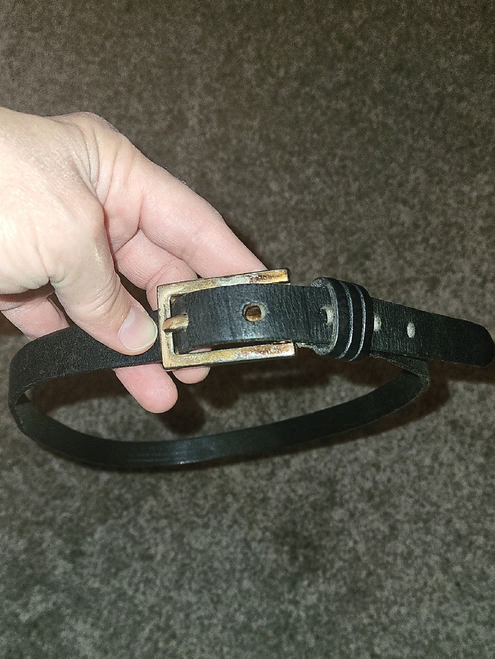 Black Leather Belt with Silver/ Brass Buckle